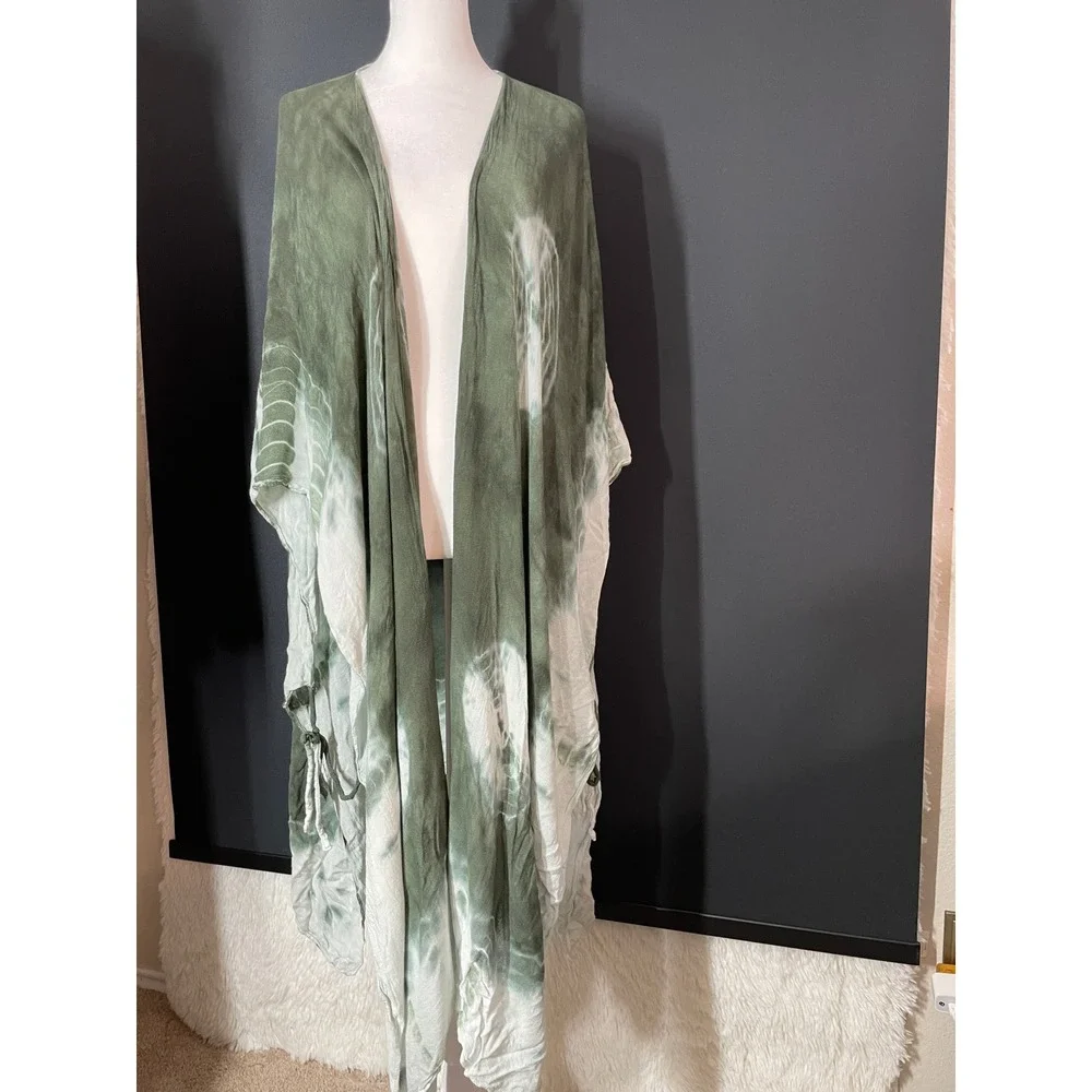 Torid Olive Green Tie Dye Kimono Wrap One Size Swim Cover Up Boho Beach Travel